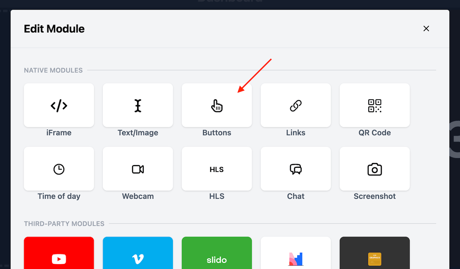 Adding the buttons module