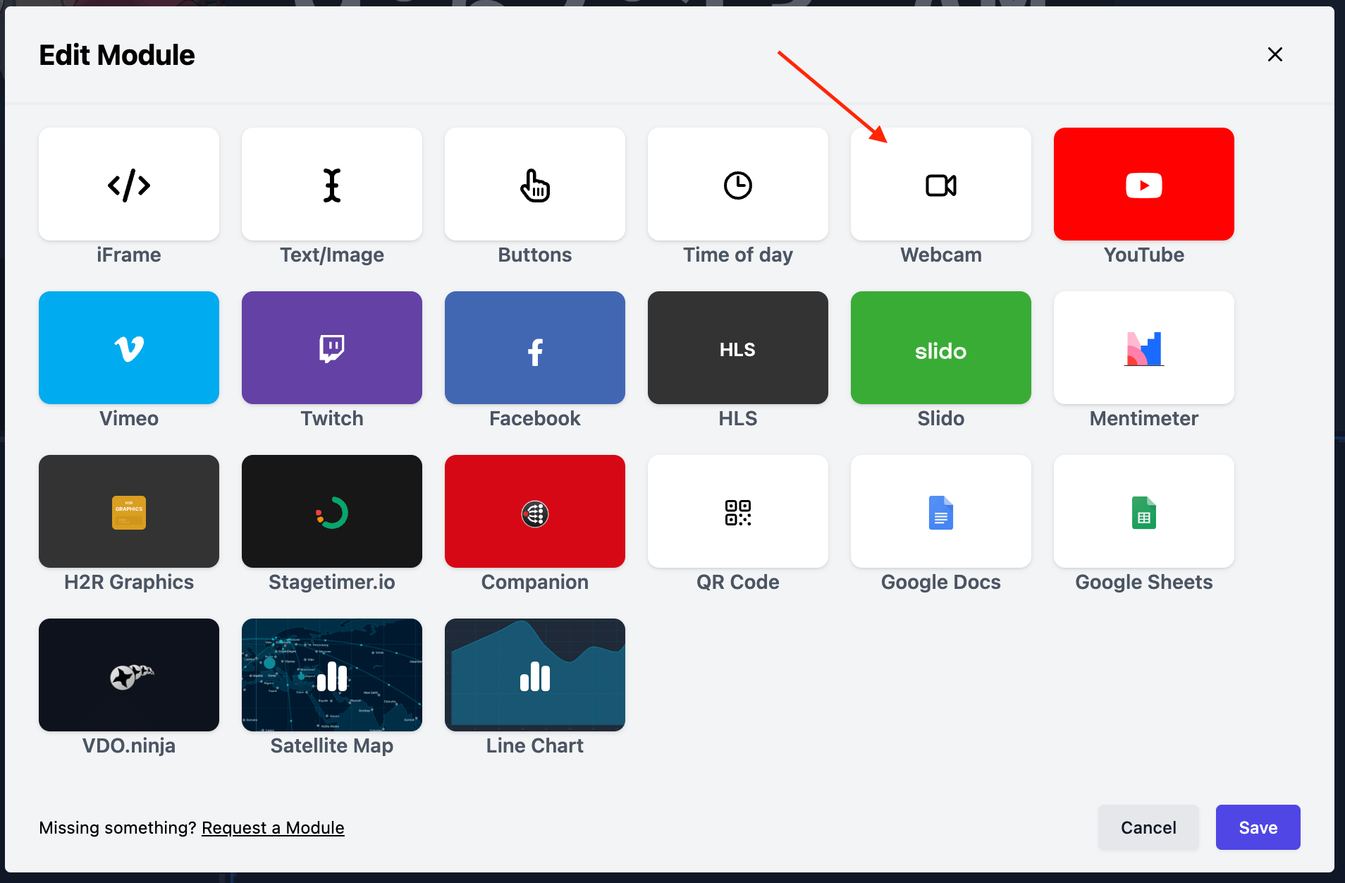 Adding the Webcam module