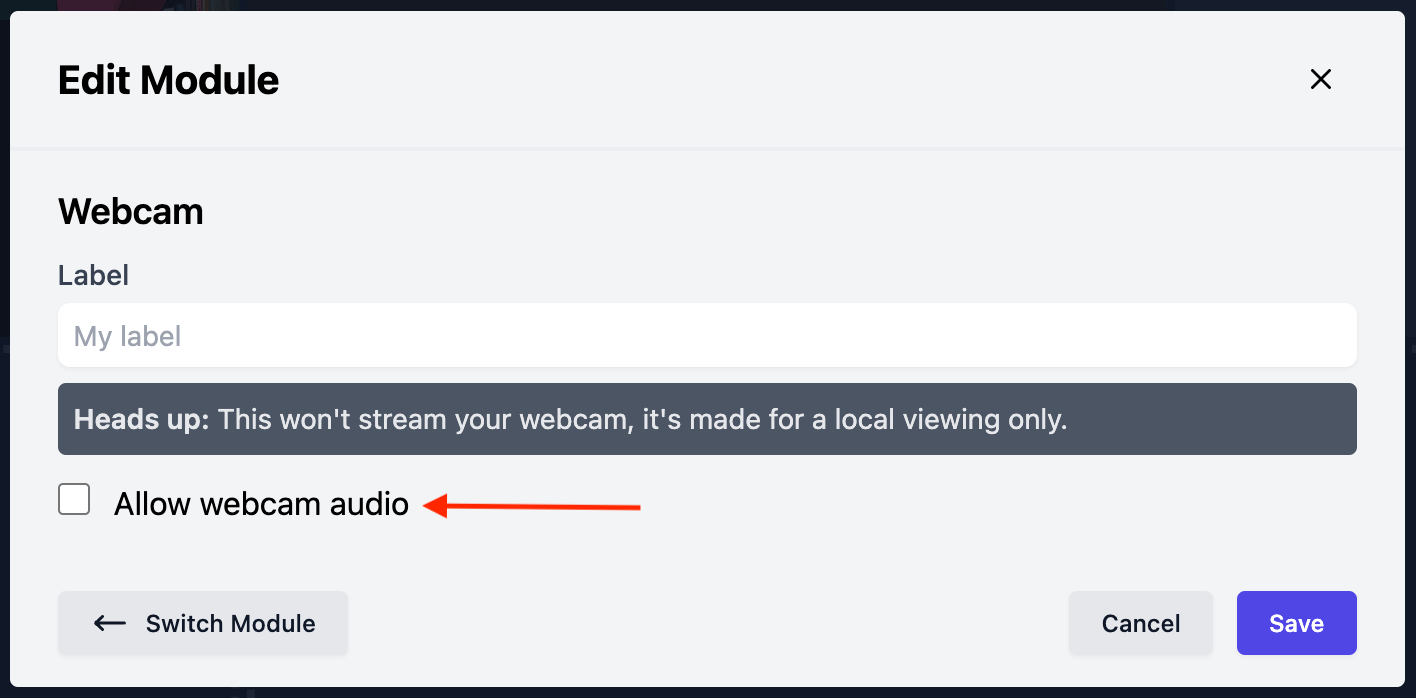 Allow audio on the webcam source