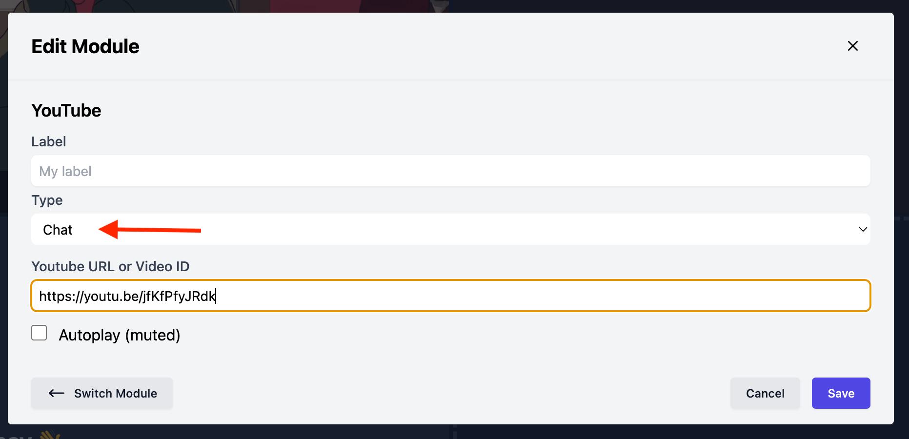 Selecting the Chat type